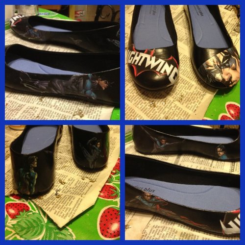 Nightwing Comic Shoes by ~luciduskeeper Going to be opening a shop to try to pay off some medical bi