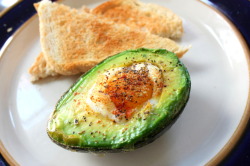 simplefithealthy:  salteruk:  New take on fried egg and toast: stuffimake:  Made this for brunch: baked egg in avocado seasoned with salt, pepper, cumin, chipotle powder. From this super simple recipe here.    