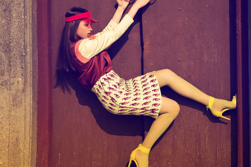 Yellow tights and heels