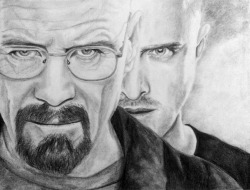 ernest-treebeard:  Charcoal drawing of Walt and Jesse from Breaking Bad Such a fucking good show oh my god 
