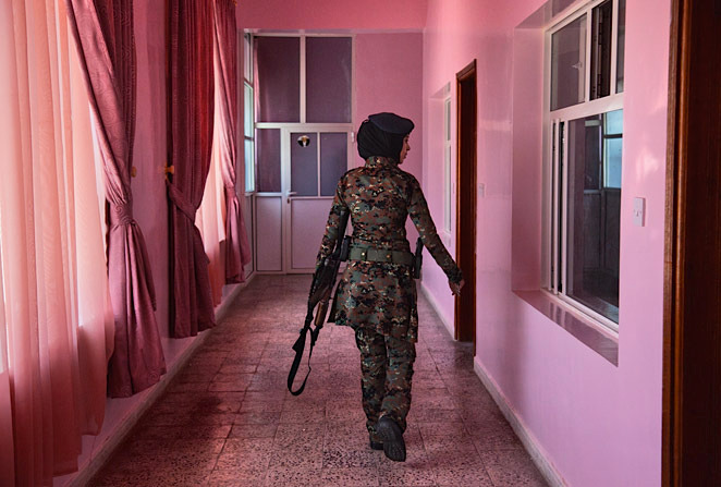 kateoplis:  1. A lieutenant patrols the pink barracks of Yemen’s female counterterrorism