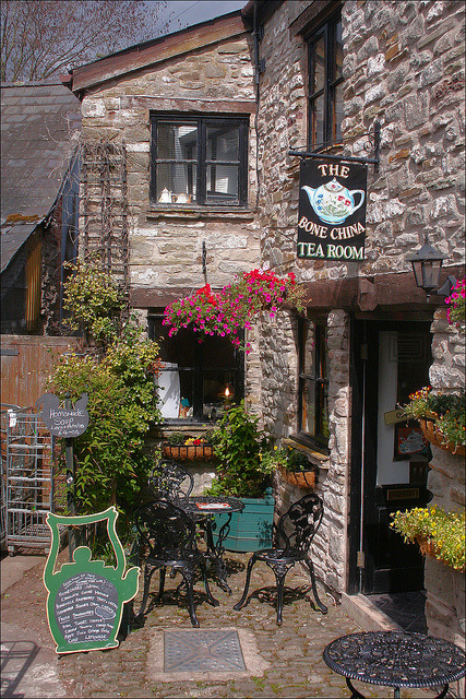 Cosy little teashop in Hay-on-Wye, often described as “the town of books”, in Powys, Wal