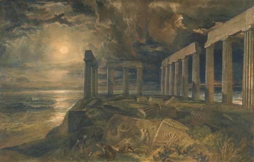 thorsteinulf:Joseph Mallord William Turner - The Temple of Poseidon at Sunium (Cape Colonna) (1834)