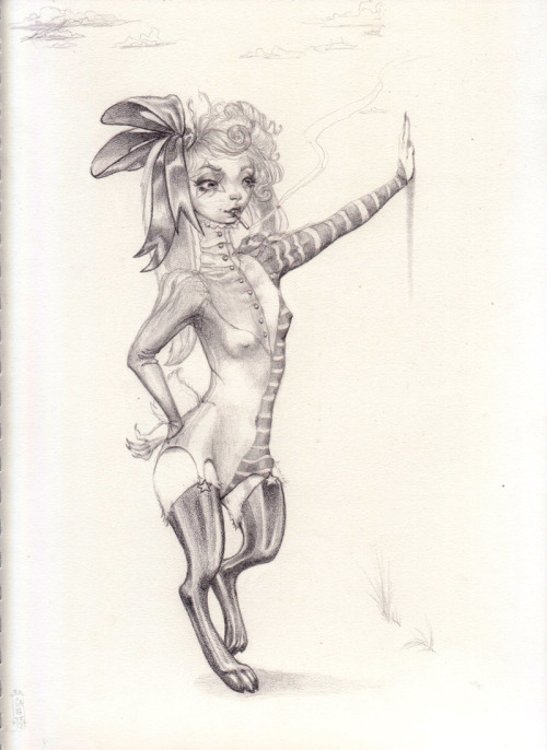 annethecatdetective:cosmictuesdays:3liza:[for sale]Bunnygraphite on paper9 x 12”2012The campgrounds 