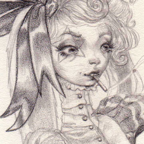 annethecatdetective:cosmictuesdays:3liza:[for sale]Bunnygraphite on paper9 x 12”2012The campgrounds 