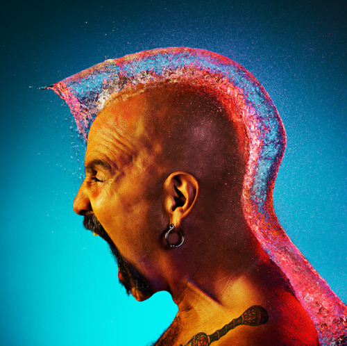 photojojo:  For his latest project, Tim Tadder found a bunch of bald men and threw water balloons at their heads, literally! Water Wigs - Halos Made of Water by Tim Tadder via Behance
