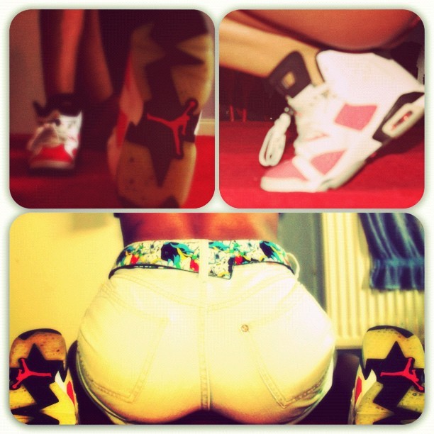 kiesdior:  ma love for crep is jus mad 😁  #jordans #ass #picstitch #pink  (Taken