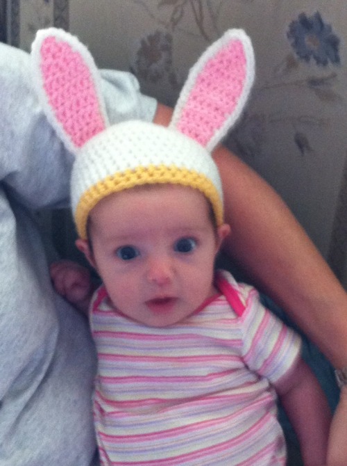 I made this cute little bunny hat about a year and a half ago. It no longer fits my daughter, but i&