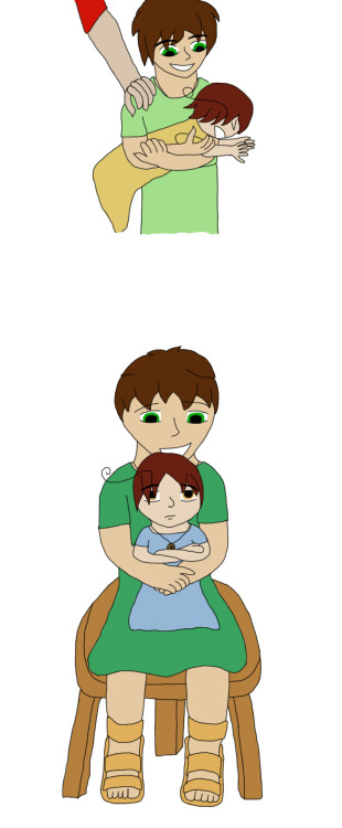 Child Spain (Caius Antonius Julenanus, remind me to babble about that sometime) holding baby Romano,