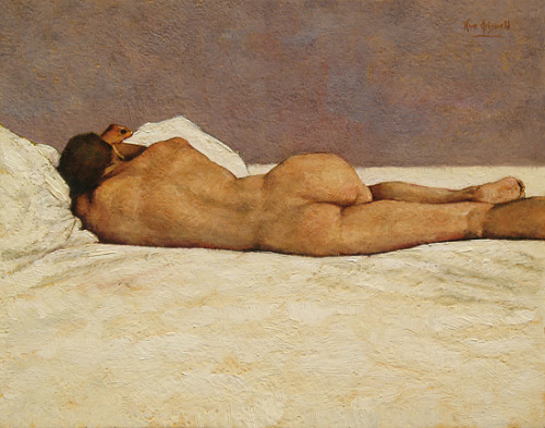 antonio-m: Reclining Nude, Ron Griswold,oil on panel