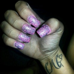 becababyy:  #barbienails #pink #sparkles