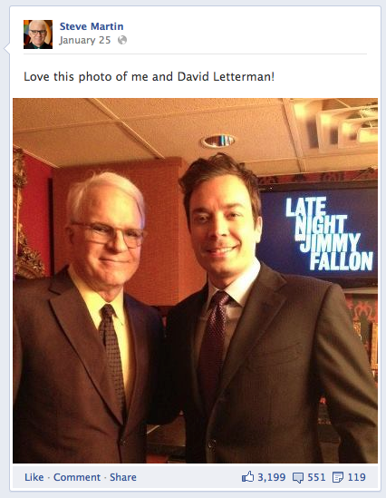 betzine:  Steve Martin’s Facebook and Twitter pages are funnier than most tv comedies.   