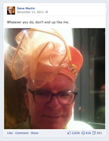 betzine:  Steve Martin’s Facebook and Twitter pages are funnier than most tv comedies.   