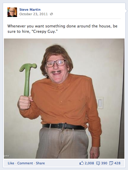 betzine:  Steve Martin’s Facebook and Twitter pages are funnier than most tv comedies.   