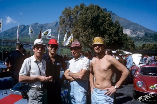 ivegotmytowel:Huschke von Hanstein, Umberto Maglioli, Edgar Barth and Jo Bonnier at the 1964 Targa F