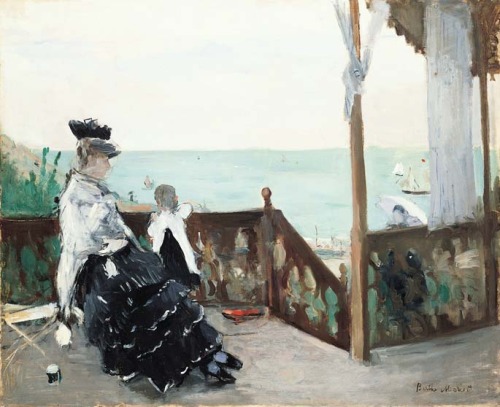 Berthe Morisot, In a Villa at the Seaside, 1874.  Oil on canvas, 50 × 61 cm (19¾ × 24 in). Norton Si