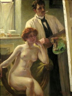 artistandstudio:  Victor Schivert (1863-1926), The Painter and the Model 