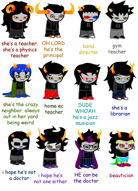 bhuddachris:  trigger-me-happy:  snark-maiden:  pyrop:  fedora-chan:  princedavekat:  artisticbiologist:  dreamy-greenie:  oxxxymoron:  snark-maiden:  i showed my mom some homestuck trolls  i have the strongest urge to draw karkat as a gym teacher now