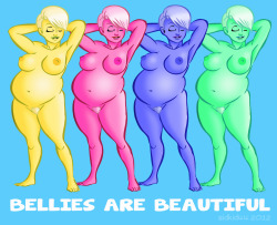 equality-equation:  fabulousandthick:  sidkid44:  Bellies Are BeautifulSomething I’ve been working on and off for a bit, I hope you enjoy it!   Big bellies are beautiful so true!!  Bodies are beautiful, big belly or small belly. We’re all lovely.