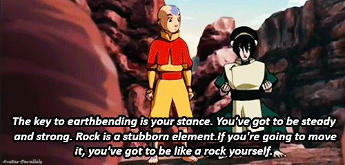 avatar-parallels:  The Earthbender teaches the Avatar an earthbending move. (Traditional