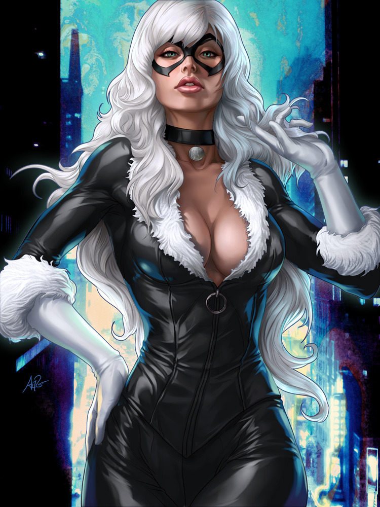 geekmythology:  Black Pussy Cat by `Artgerm 