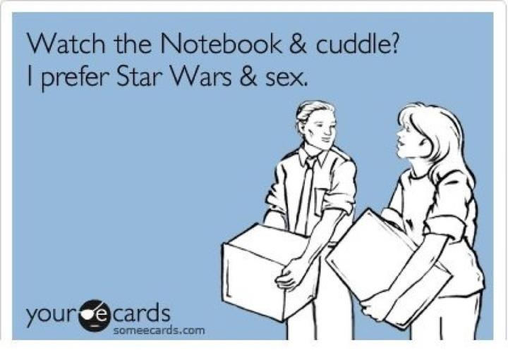 nerdsenjoysextoo:  Or Star Wars and cuddles, that works too!  Or Notebook &amp;