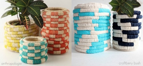 DIY Anthropologie Color Coil Pot Tutorial from Craftberry Bush here. This is such a good knockoff an