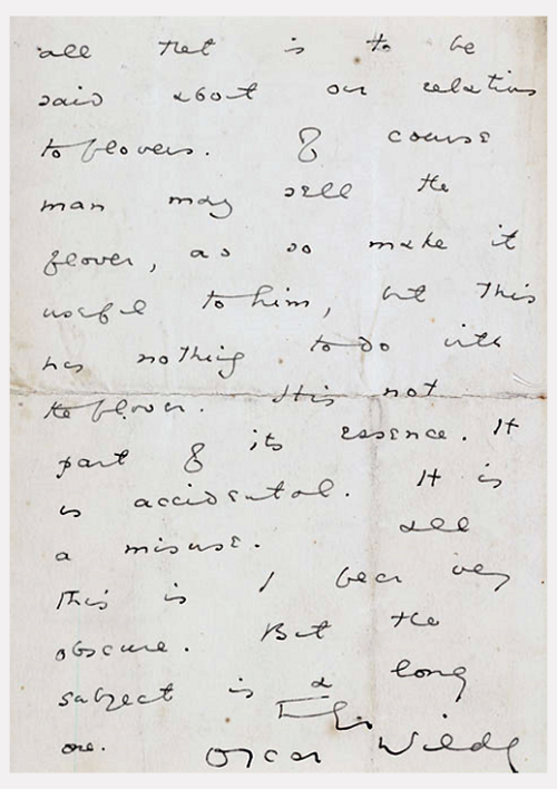 likeafieldmouse:Oscar Wilde’s letter to an Oxford student on the uselessness of art:My Dear SirArt i