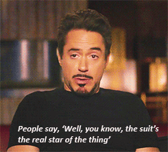 brittaniethekid:vengerturtle:Robert Downey Jr. talks about Tony Stark and his suits.IT’S CANON