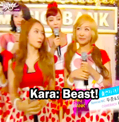 hanbins-mic-deactivated20150603:  Yoseob’s sassy pose when Kara said Beast ㅋㅋ