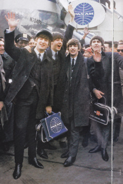   THE INVASION: The Beatles at Kennedy Airport, New York, February 7th, 1964.    Paul McCartney is adorable