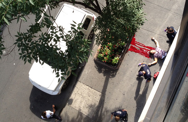 For a while, this photo of a victim from this morning’s shooting outside the Empire State Building was on the New York Times’ home page–one of many photos taken by random folks included in the paper’s slideshow of breaking news photos from the scene....