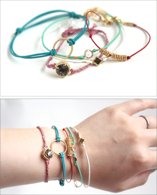 DIY Leather Cord Bracelet Tutorials from Small Good Things. Really easy and cute DIY. I like how Emi