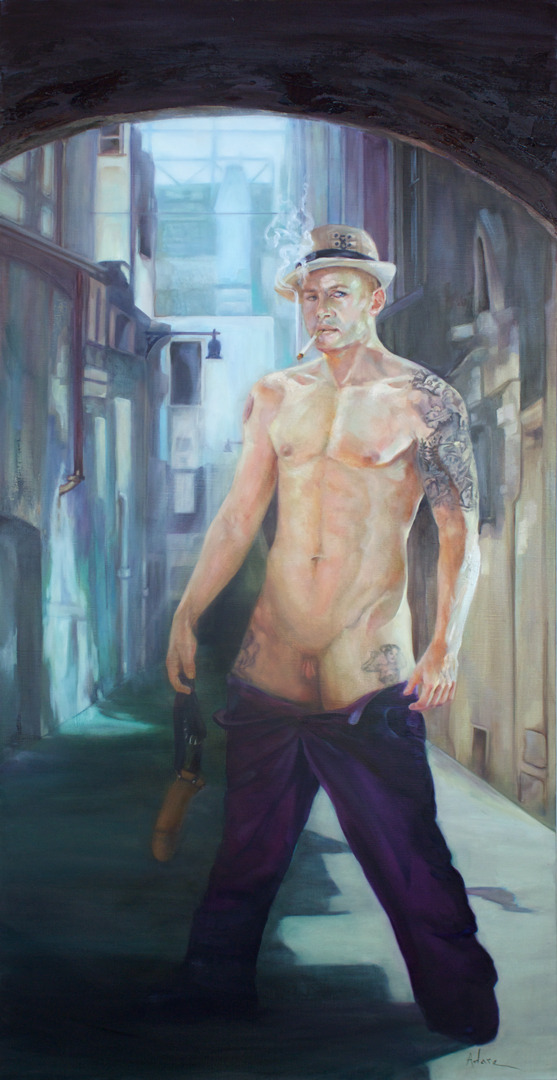 billycastro:  fully nude finally! but it’s a painting! lovely piece done by the