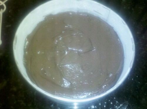 Making chocolate Freddie cake.