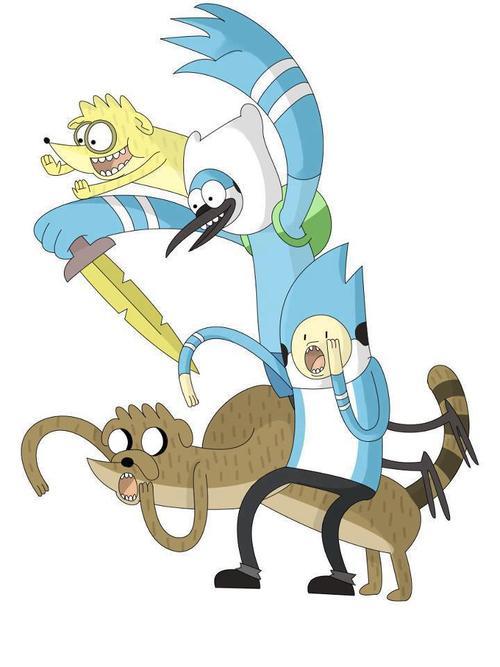 I love things that are, like, Adventure Time and Regular Show together. Because for some reason most people seem to act like you can only like one or the other. Or rather, that one is great and the other one sucks. Which is a mentality I don’t agree