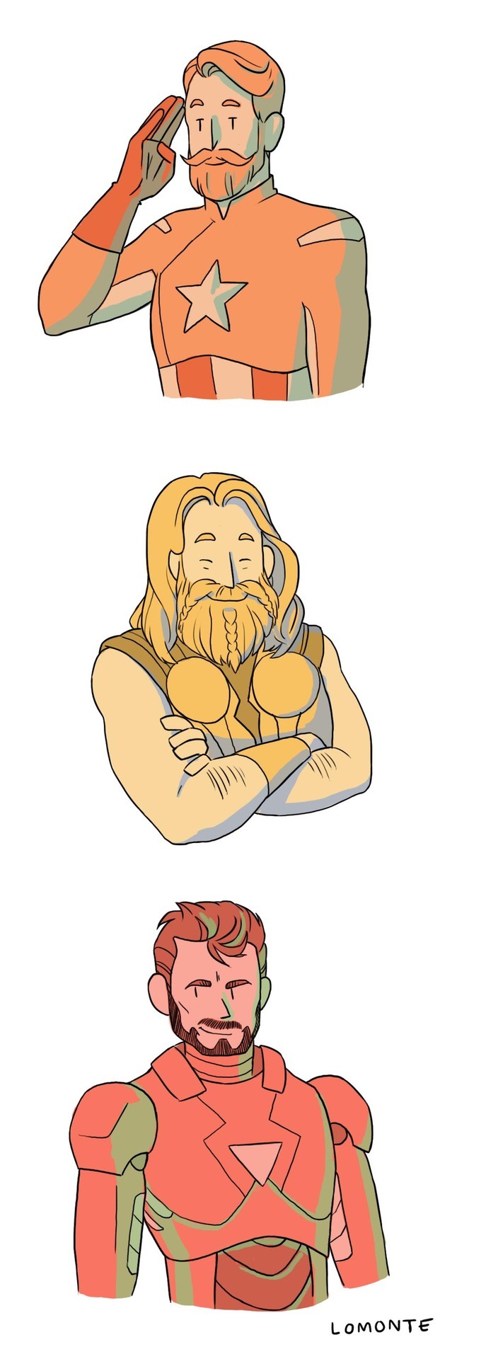 lomonte:  Is this set in the future? When they all decided to grow beards? Tony got