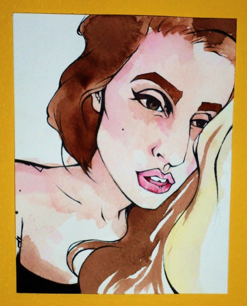 Lady Gaga Vuitton Brown Hair Watercolor Illustration By Christian Cimoroni.