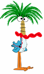 notbolin:   “Coco was created by a little girl who was shipwrecked on a deserted island after a plane crash. Creator Craig McCracken describes Coco as having the head of a palm tree, as the child ate coconuts. The beak is a deflated raft as that was