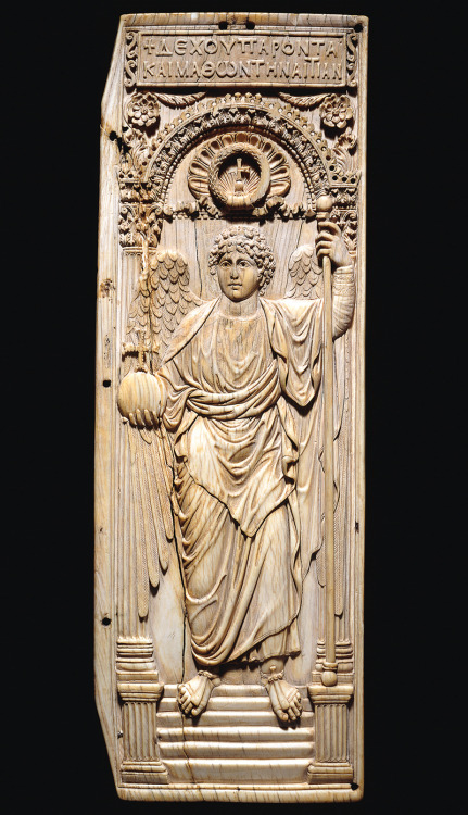 Saint Michael the Archangel, right leaf of a diptych, early sixth century. Ivory, approx. 1’ 5” X 5 
