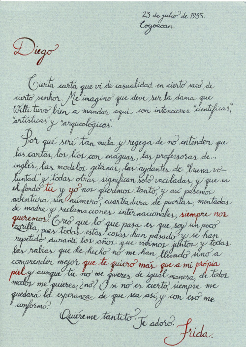 fuckyeahmexico:Carta de Frida para Diego