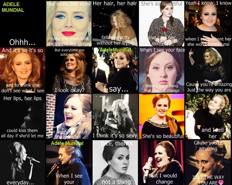 adele-is-the-best:  When I see your face.. There’s not a thing that I would change..