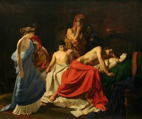 worldofmythology: Achilles Mourns Patroclus Painting by Nikolaj Nikolajewitsch Ge.