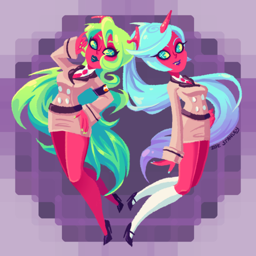 zoestanleyarts:  Scanty and Kneesocks I had a lot of fun drawing this!  It’s been a while