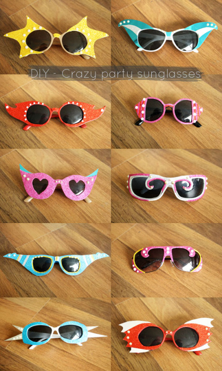 rainbowsandunicornscrafts:DIY Cheap Cardboard Party Sunglasses from By Wilma here. 