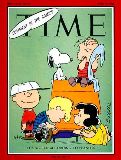 darkandstormynite:Peanuts was featured on the cover of Time Magazine on April 9, 1965.