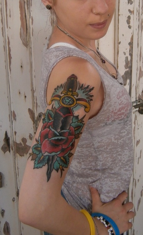 fuckyeahtattoos:  Dagger, Rose, Pentagram adult photos