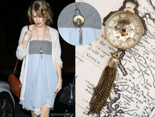 taylorswiftstyle:At Fogo de Chao | Beverly Hills, CA | April 7, 2011True Birds ‘Working Vintage Time