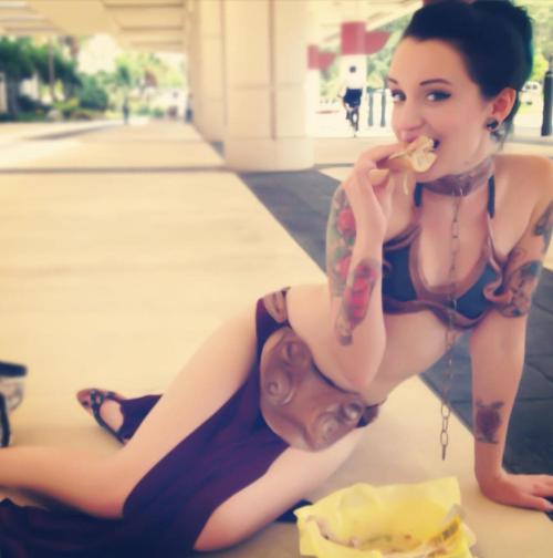atleedala:  That’s me just slavin’ around during SWCVI. I had a BLAST at Star Wars Celebration. I got my R2D2 tattoo, saw George Lucas and Donald Faison in person, snagged some fantastic artwork, and, of course, got to dress up in my favorite Star