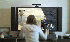 omygodnick:  orgoglioauditore:   empiristic-deactivated20210418: Assassin’s Creed for the Kinect [x]  also available for Wii   O____O   lol that lil kid with the wii blades 